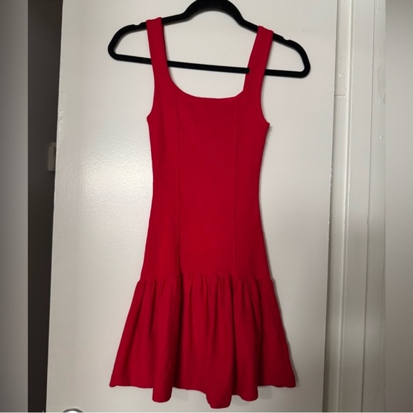 Red Knit Drop Waist Mini Dress - Picture 5 of 6